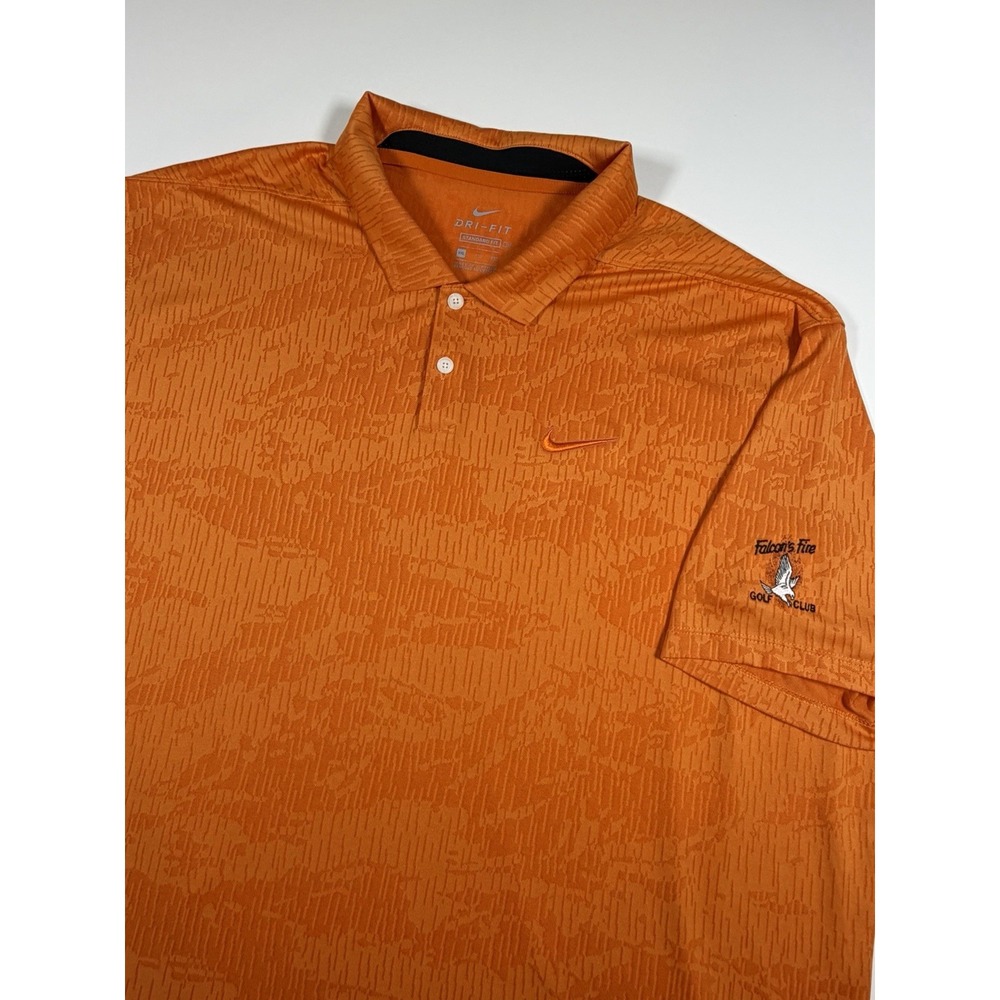Nike Golf Dri-FIT Vapor Polo Mens 2XL Orange Camo Falcons Fire Club BV0478